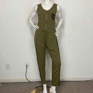Shades of Grey by Micah Cohen Green Open Low Back Front Zip Jogger Jumpsuit Sz M